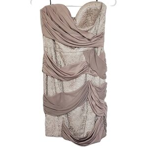 7025 * Bebe Strapless Bandage Dress Taupe Size S